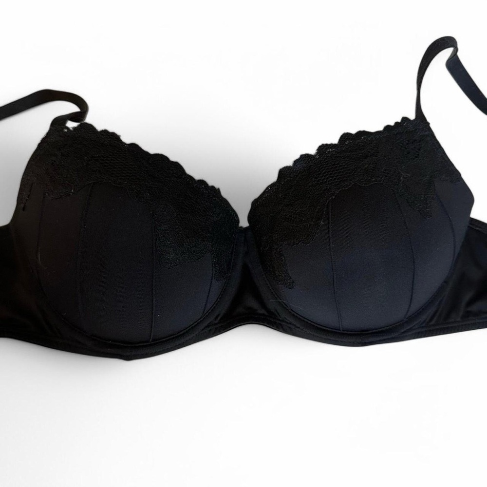Candies Black Padded Plunge Bra With Lace Trim